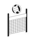 Volleyball playing monochrome flat vector object Royalty Free Stock Photo