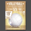 Volleyball Poster Vector. Banner Advertising. Sand Beach. Sport Event Announcement. A4 Size. Game, League Design Royalty Free Stock Photo