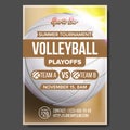 Volleyball Poster Vector. Volleyball Ball. Sand Beach. Design For Sport Bar Promotion. Vertical Volleyball Club. Cafe Royalty Free Stock Photo