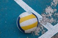 Volleyball in school gym indoor. Royalty Free Stock Photo