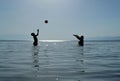 Volleyball school in the sea