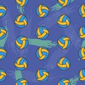 Volleyball seamless pattern for boy. Sports balls on background