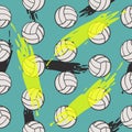 Volleyball seamless pattern for boy. Sports balls on background