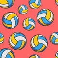 Volleyball seamless pattern. Sports accessory ornament.