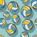 Volleyball seamless pattern. Sports accessory ornament.