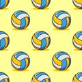 Volleyball seamless pattern. Sports accessory ornament.