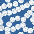 Volleyball seamless pattern. Sports balls on blue background.