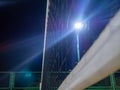 Volleyball shot close-up. Beach volleyball court in the evening. Available infrastructure. Empty sports ground. Volleyball game