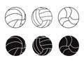 Volleyball silhouettes, Volleyball outline, Volleyball vector.