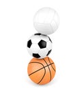 Volleyball, soccer ball, basketball, sport balls isolated on white background Royalty Free Stock Photo