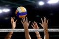 Volleyball spike hand block over the net Royalty Free Stock Photo