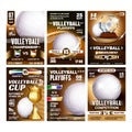 Volleyball Sport Event Flyer Posters Set Vector