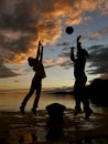 Volleyball in sunset Royalty Free Stock Photo