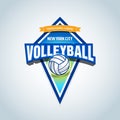 Volleyball team logo template. Volleyball emblem, logotype template, t-shirt apparel design. Volleyball ball. Vector format.