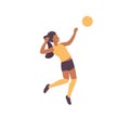 Woman character plying volleyball game