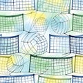 Volleyballs Surrounded by Nets in Pastel Colors Royalty Free Stock Photo
