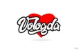 vologda city design typography with red heart icon logo