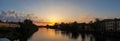 Vologda. Panorama. Warm spring evening. Vologda river. Sunset scene