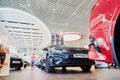 Vologda, Russia - June 18, 2019: Cars in showroom of dealership KIA in Vologda in Russia