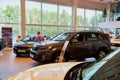 Vologda, Russia - June 18, 2019: Cars in showroom of dealership KIA in Vologda in Russia