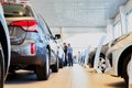 Vologda, Russia - June 18, 2019: Cars in showroom of dealership KIA in Vologda in Russia