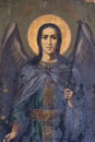 VOLOS, GREECE - Aug 03, 2020: 8/3/2020 Greece, Larissa city. Archangel Gabriel holds the lily of the Annunciation