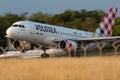 Volotea Airbus A319 take off at Hannover airport (HAJ) in Germany