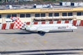 Volotea Boeing 717 airplane Skiathos airport in Greece