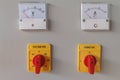 Volt and Amp meter switching button. Royalty Free Stock Photo
