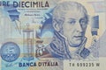 Volta Italian physicist on 10000 lire banknote Royalty Free Stock Photo