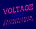 Voltage alphabet. Pink electric urban font. Isolated english alphabet Royalty Free Stock Photo