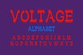 Voltage alphabet. Red electric artistic font. Isolated english alphabet