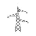 Voltage electric pylon. Power line symbol. Electric power line tower icon Royalty Free Stock Photo