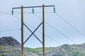 Voltage poles, electricity pylon, transmission power tower Royalty Free Stock Photo