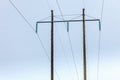 Voltage poles, electricity pylon, transmission power tower Royalty Free Stock Photo