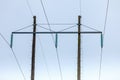 Voltage poles, electricity pylon, transmission power tower Royalty Free Stock Photo