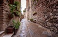 Volterra medieval town Picturesque houses Alley in Tuscany Italy