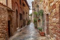 Volterra medieval town Picturesque houses Alley in Tuscany Italy