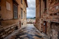 Volterra medieval town Picturesque houses Alley in Tuscany Italy