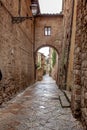 Volterra medieval town Picturesque houses Alley in Tuscany Italy