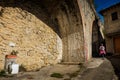 Volterra, Pisa, Italy - November 1, 2017: Hikers depart from Sal Royalty Free Stock Photo