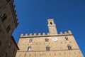 Volterra town central square, medieval palace Palazzo Dei Priori landmark Royalty Free Stock Photo