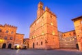 Volterra, Tuscany - Piazza dei Priori sunrise twilight illuminated Town Hall Royalty Free Stock Photo