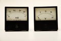 Voltmeter and ammeter on a white background. A means of measuring electric current and voltage Royalty Free Stock Photo