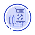 Voltmeter, Ampere, Watt, Digital, Tester Blue Dotted Line Line Icon