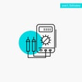 Voltmeter, Ampere, Watt, Digital, Tester turquoise highlight circle point Vector icon