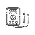 voltmeter, electronics, energy line icon on white background