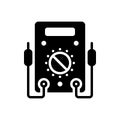 Black solid icon for Voltmeter, ammeter and resistance Royalty Free Stock Photo