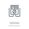 Voltmeter icon. Thin linear voltmeter outline icon isolated on white background from electrian connections collection. Line vector Royalty Free Stock Photo