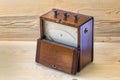 Voltmeter vintage with wooden cover